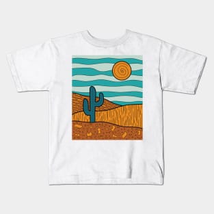 Abstract desert landscape illustration - Blue Kids T-Shirt